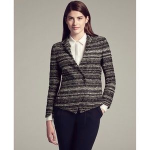 MM Lafleur Wells Tweed Jacket Blazer Black Size 8